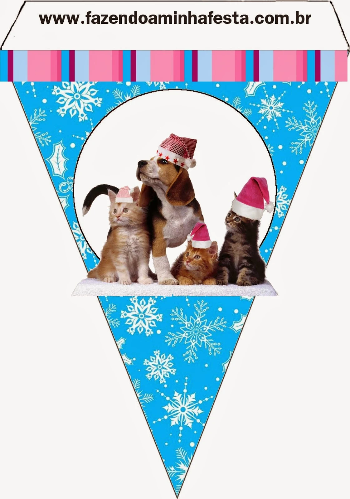 Dogs and Cats in Christmas Free Printable Bunting. 