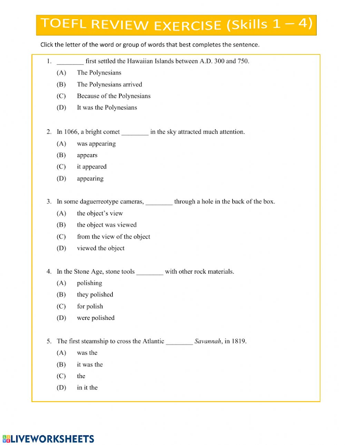 Free TOEFL Worksheet 1: Improve Your Grammar