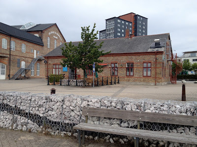 cafe and new apartment building in the background