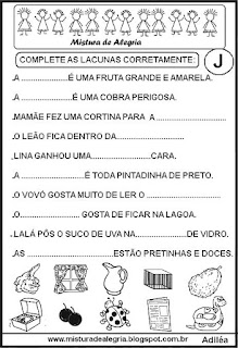 Fichas de leituras educação infantil