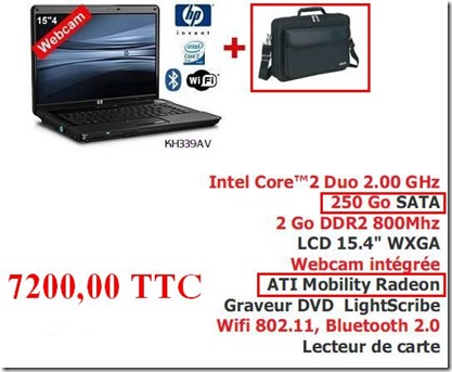 offre HP 7200 TTC C2D