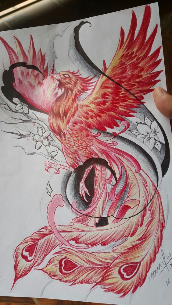 Phoenix tattoo idea for both women and men