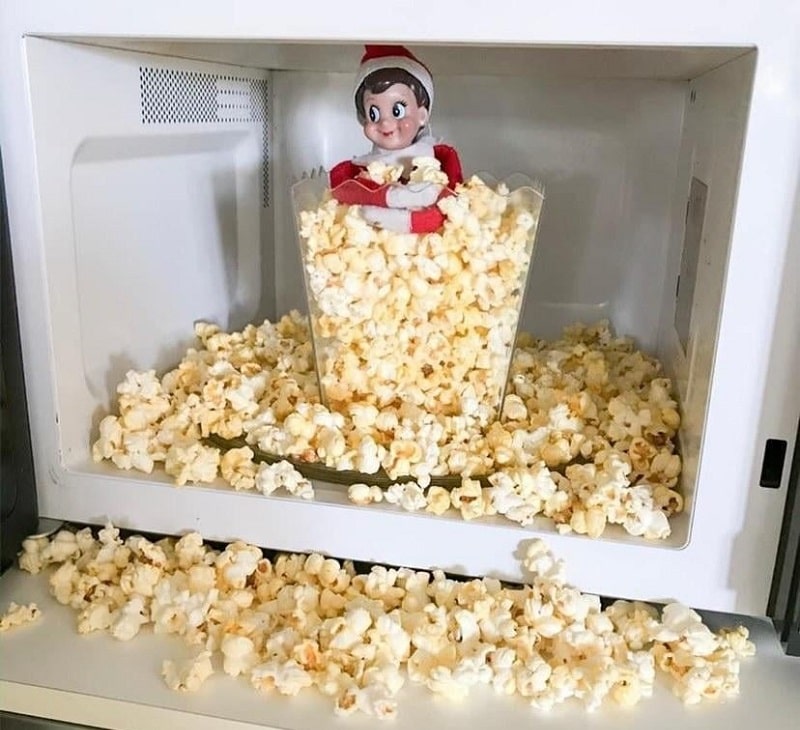 elf put microwave in the popcorn