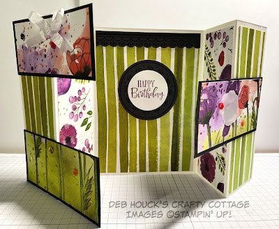 Deb Houck's Crafty Cottage, Fun Fold Card, Gate Fold Card, Independent Stampin' Up! Demonstrator USA, Stampin' Up!, Peaceful Poppies, Birthday Cards