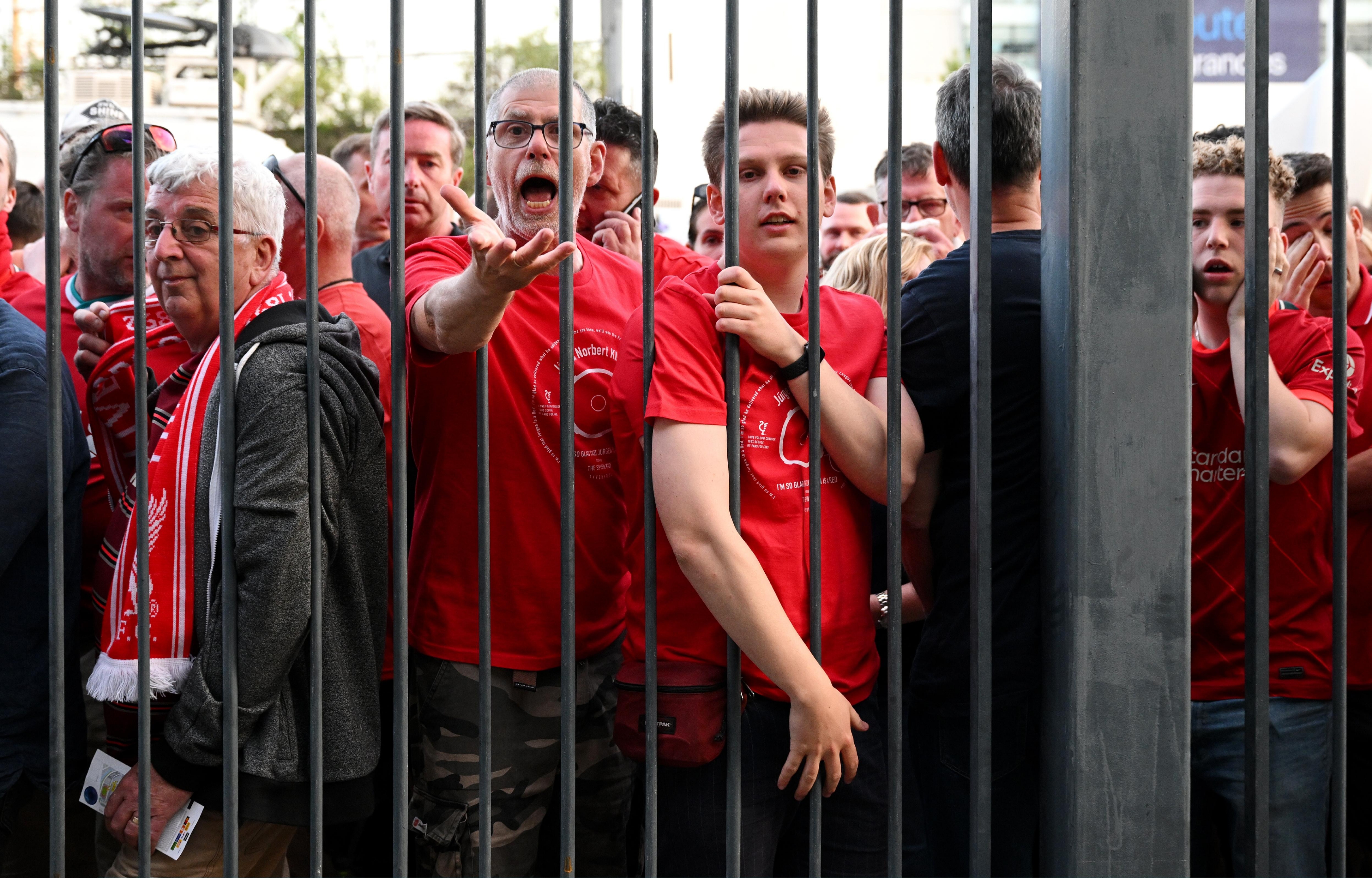 Fans held outside during the 2022 Champions League final