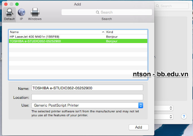 Hướng dẫn cài đặt máy in trong mạng LAN cho Mac OS X 10.10