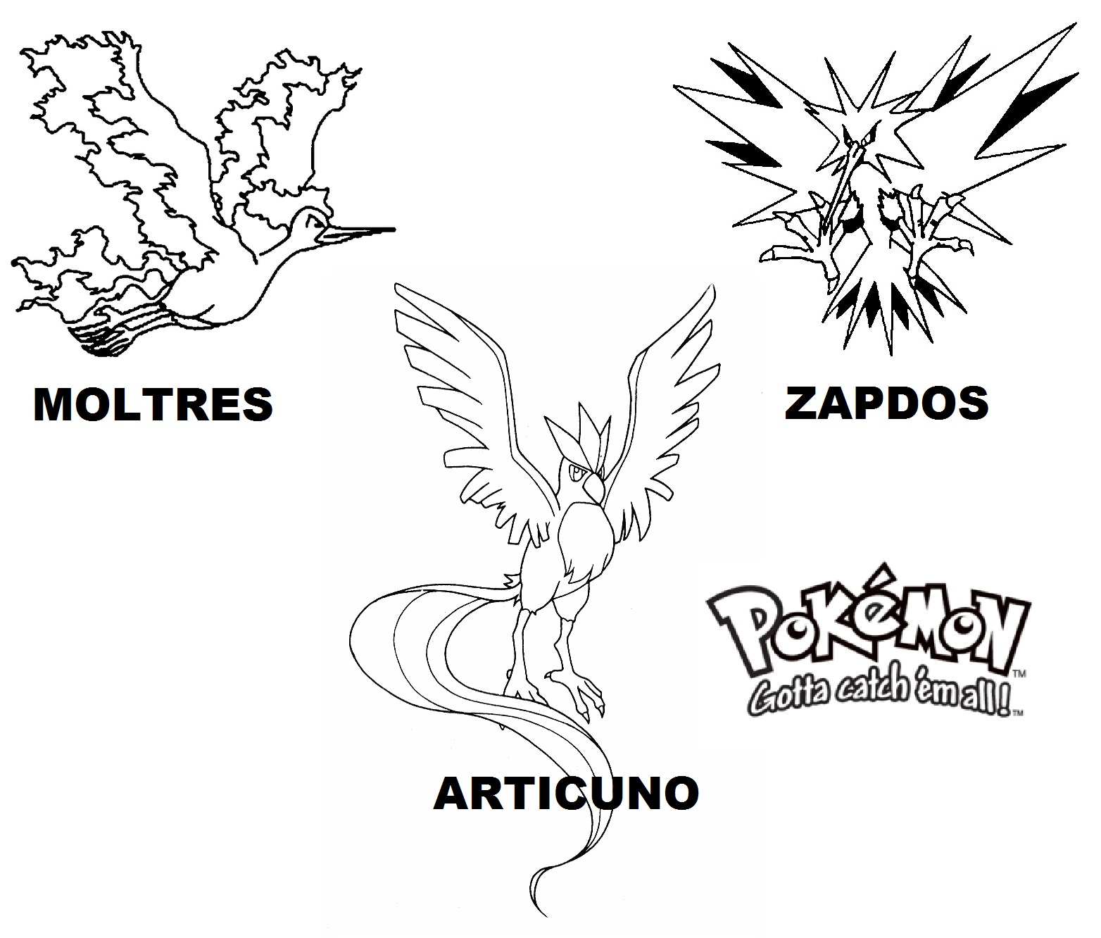 Zapdos Moltress and Articuno Legendary Pokemon Coloring Pages