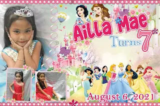 Seventh Birthday Disney Princess Tarpaulin Design