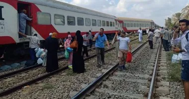 خروج قطار بورسعيد الاسكندرية عن مسارة