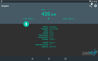 تطبيق Ampere لمعرفة حالة البطارية