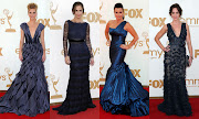 Glee's Heather Morris donned a dramatic plungeneck gown with rufflespun . (emmy )