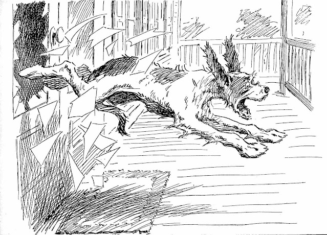 an A.B. Frost illustration of a frightened dog