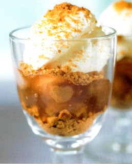 Rhubarb and Ginger Trifles, Rhubarb compote mixed with ginger nuts and served in glasses topped with cream