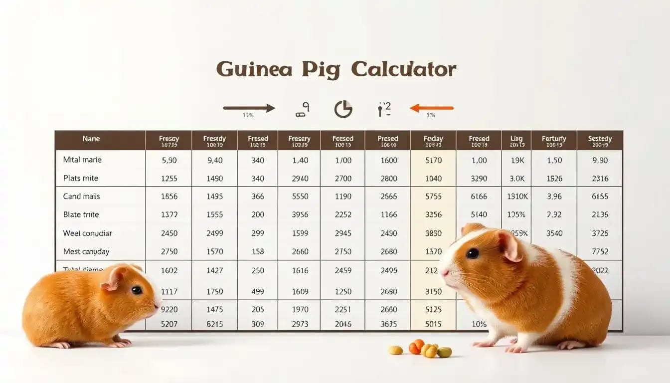 Guinea Pig Nutrition Calculator Daily Food Chart