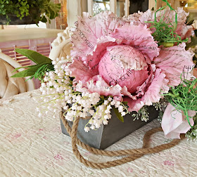 Spring tablescape using gorgeous silk vegetables and flowers