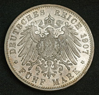 coins of German Empire Coinage 5 mark silver coin