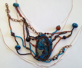Process photo - freeform beadwoven necklace  by Karen Williams
