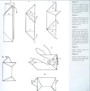 Origami - Dobraduras de papel machê. Porco 2.
