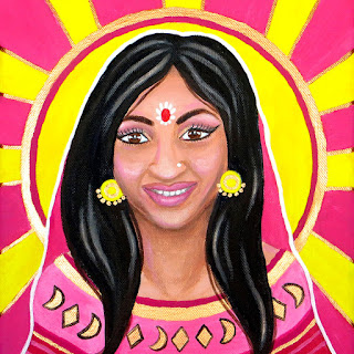 Indian woman acrylic portrait painting