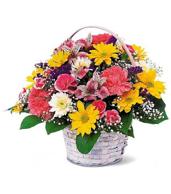 Birthday basket of fresh flowers