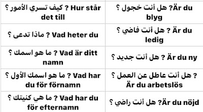 أكثر 50 سؤال استخدام في اللغة السويدية