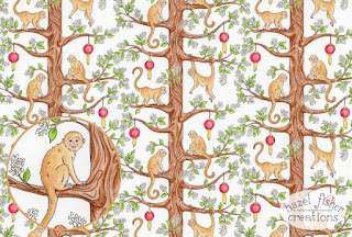 Year of the Monkey Spoonflower contest design entry hazelfishercreations