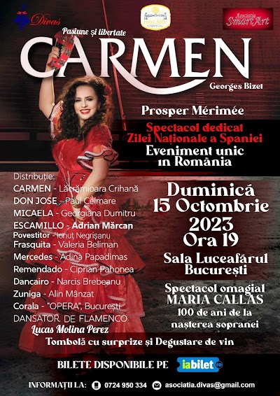 Asociația Divas vă invită la spectacolul "Carmen - Libertate și pasiune"