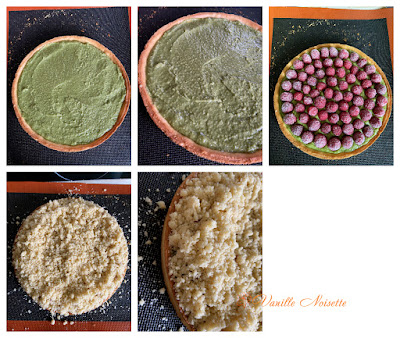 TARTE FRAMBOISE PISTACHE CRUMBLE type CAP montage