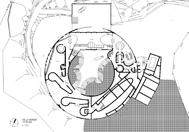 Floor plan of first floor of round home