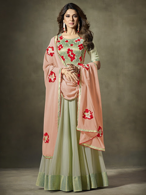 jennifer-winget-light-green-partywear-gown-suit