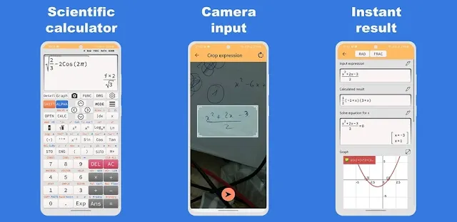 تنزيل Camera Math Calculator  تطبيق  آلة حاسبة علمية للكاميرا - التقاط صورة لحلها