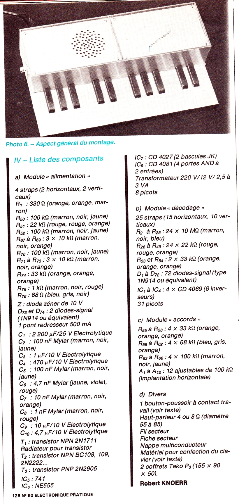 Electronique Pratique n.60 Jan_1983  Órgão eletrônico de TOQUE SENSITIVO