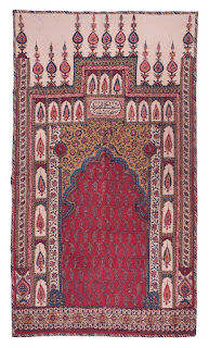 Kalamkari Prayer Mat, 1850s, Cotton, natural dyes, Machilipatnam, Andhra Pradesh, India, TXT.0021, Image provided by MAP for Art Scene India