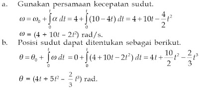 persamaan kecepatan sudut posisi sudut sebagai fungsi waktu