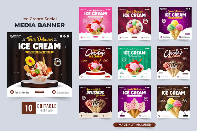 Ice Cream Social Media Post Bundle Free Download