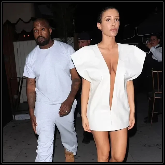 Kanye West and leggy wife Bianca Censori match in edgy cream dress