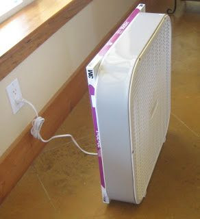 furnace filter duct taped to a box fan reduces air pollution indoors - smoke from the wildfires - pollen