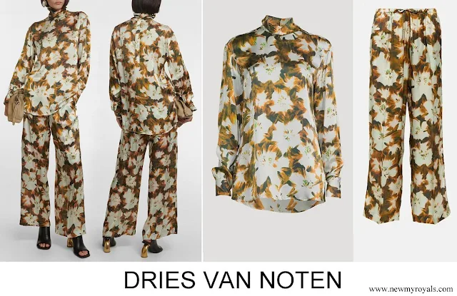 Grand Duchess Maria Teresa wore DRIES VAN NOTEN Contisy Silk Turtleneck Top and trousers in Floral Print