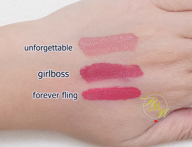 a swatch photo of Pink Sugar Sugar Tint Lip & Cheek Tint review in shades Unforgettable, GirlBoss and Forever Fling by Nikki Tiu of www.askmewhats.com