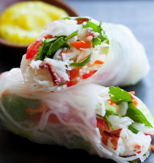 Wasabi Crab Salad Rolls with Ginger Coleslaw Recipe | Healthy Sea Foods Recipe