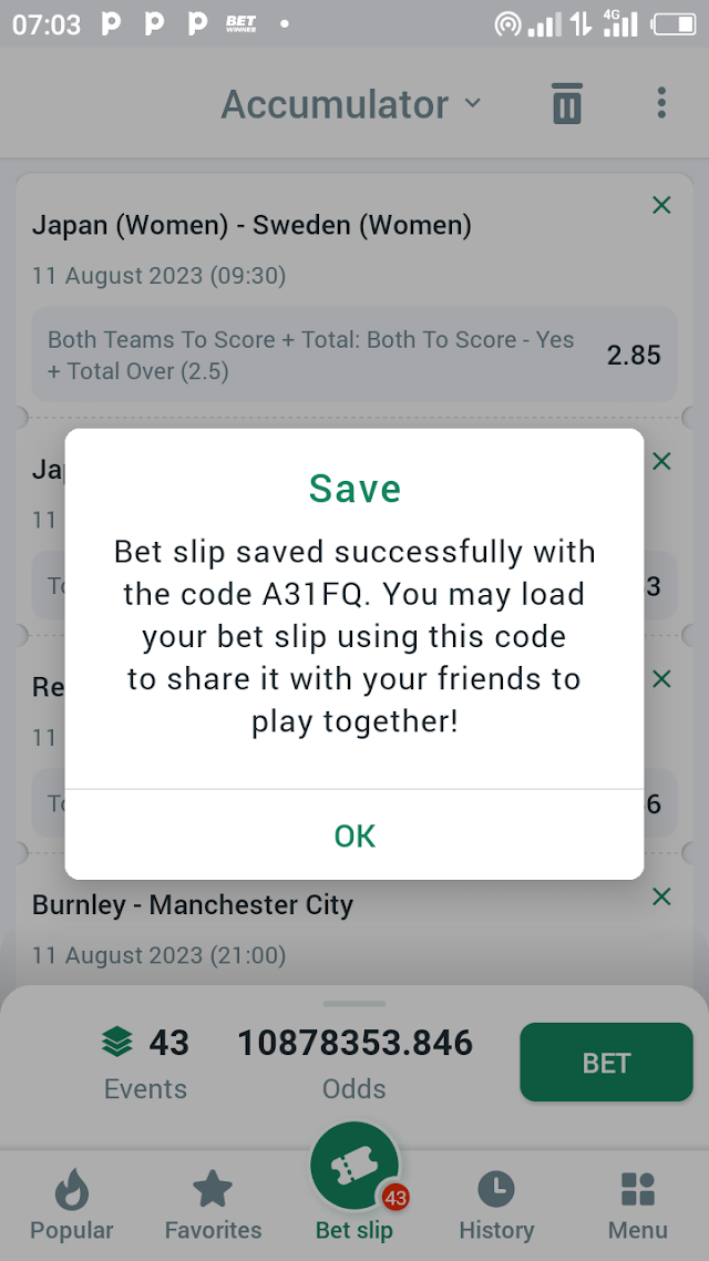 BETWINNER AND SPORTYBET TICKETS