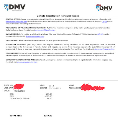 DMVから届く更新通知書