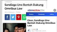 Sandiaga Uno Bantah Dukung Omnibus Law 