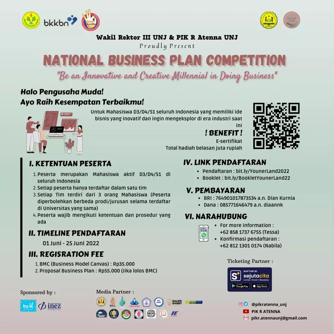YOUNER LAND 2022: National Business Plan Competition 2022 di UNJ