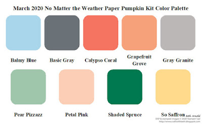 Craft with Beth: Stampin' Up! Paper Pumpkin Kit March 2020 No Matter the Weather Color Scheme Color Palette Graphic