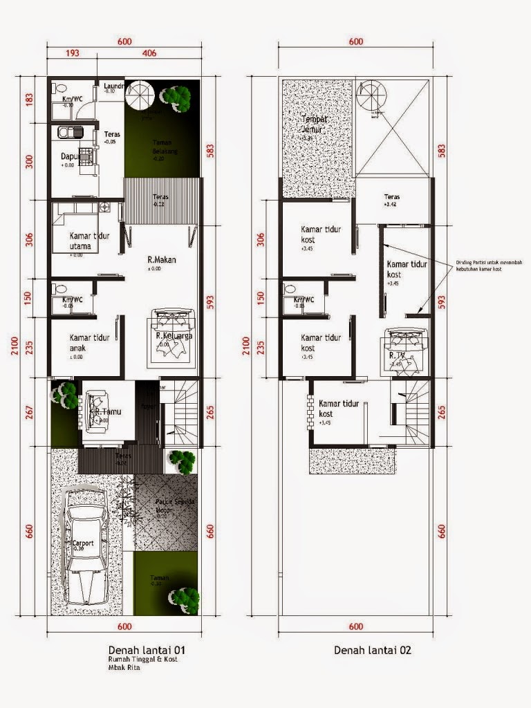  Desain  Rumah Minimalis Modern Ukuran 5x12 Jual Bata Ekspos