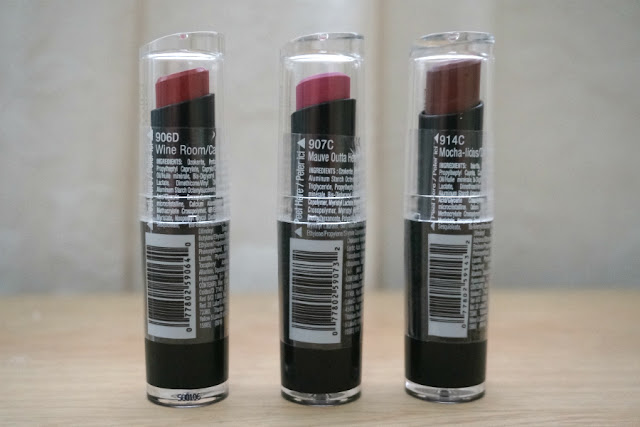 Wet n Wild Mega Last Lip Color Lipstick |  Wine Room, Mauve Outta Here, Mochalicious