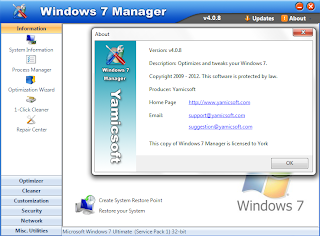 Yamicsoft Windows 7 Manager v4.0.9 Full + Keygen + Patch
