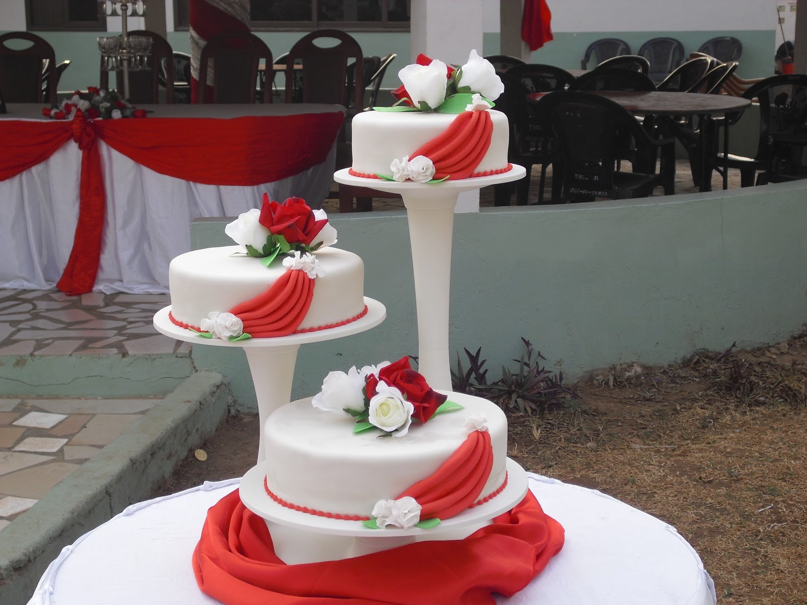  Cakes  by Elsie Aikens Red  and white  wedding  cake 