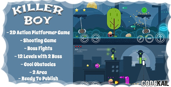 Killer Boy - 2D Action Platformer Mobile-Android Game (Unity Game + Admob)
